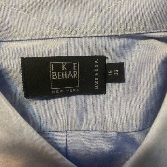 IKE Behar Blue button-down shirt, size 16/33 - Picture 3 of 4